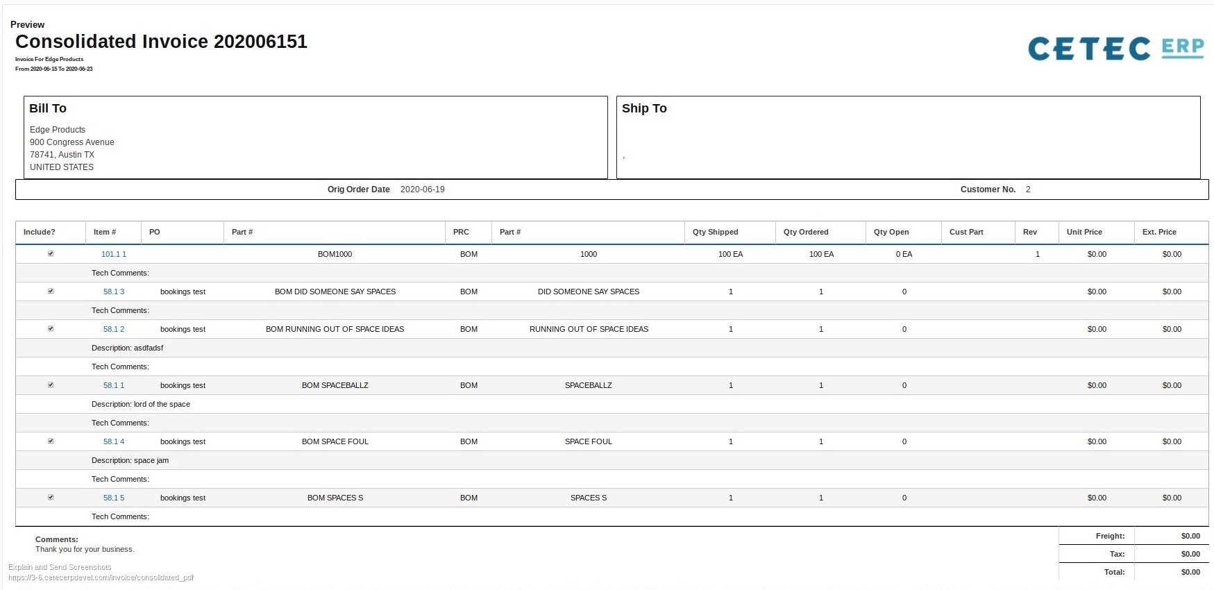 Set Date Range Or Search Order Number To Populate A Consolidated Invoice