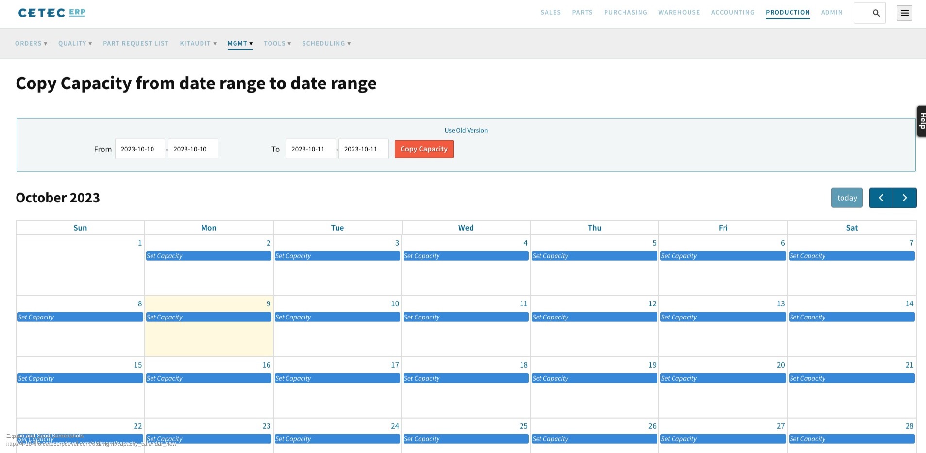 SetCapacityCalendar